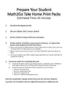 Math2Go Take Home Packs Grades 3-4 DOWNLOAD
